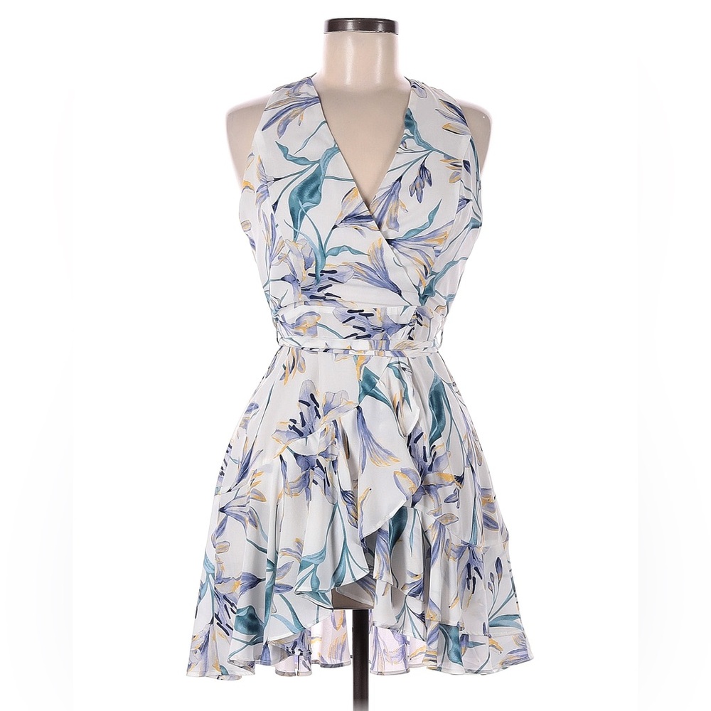 NWT Dress Forum Lily Rain floral wrap mini dress with ruffle detail - sundress